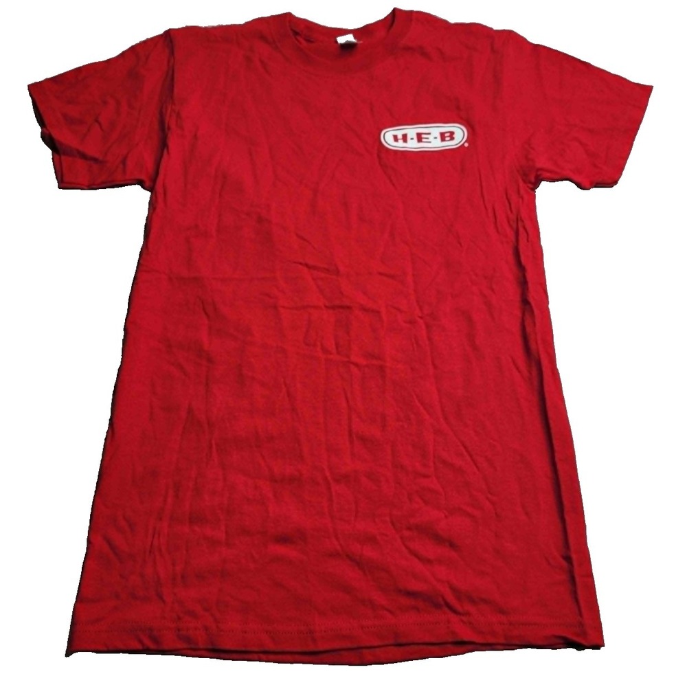 HEB Red Short Sleeve Shirt Small 100% Cotton M&O Gold Work Wear